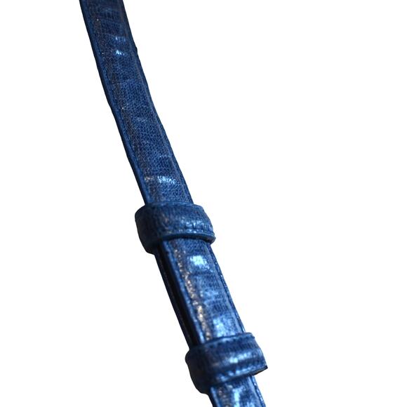 Ladies Royal Blue Skinny Belt, Adjustable Back Loops w/ Silver Hardware, Size SM - Picture 3 of 3